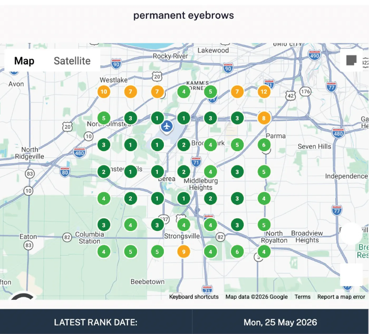 Permanent eyebrows grid